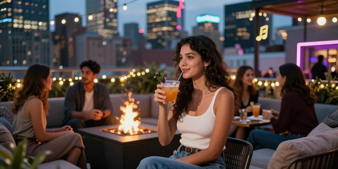Gái gọi đang tận hưởng không khí vui vẻ tại quán bar rooftop